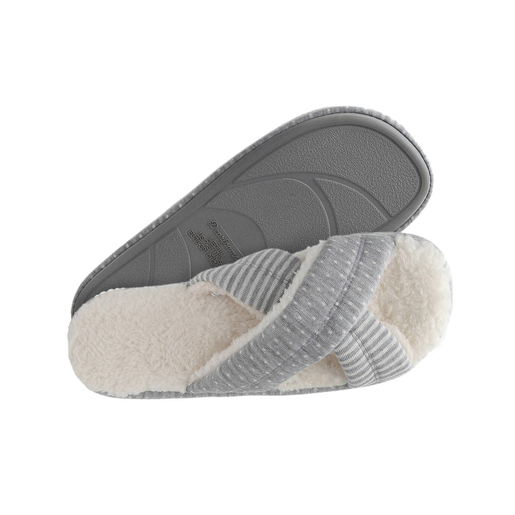 Dearfoams Women's Beatrice Microfiber Terry Slide with Quilted Vamp Slipper