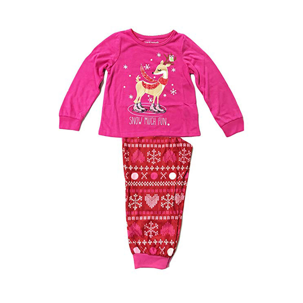 Komar Kids Girls Reindeer with Ornaments 2 Piece Pajama