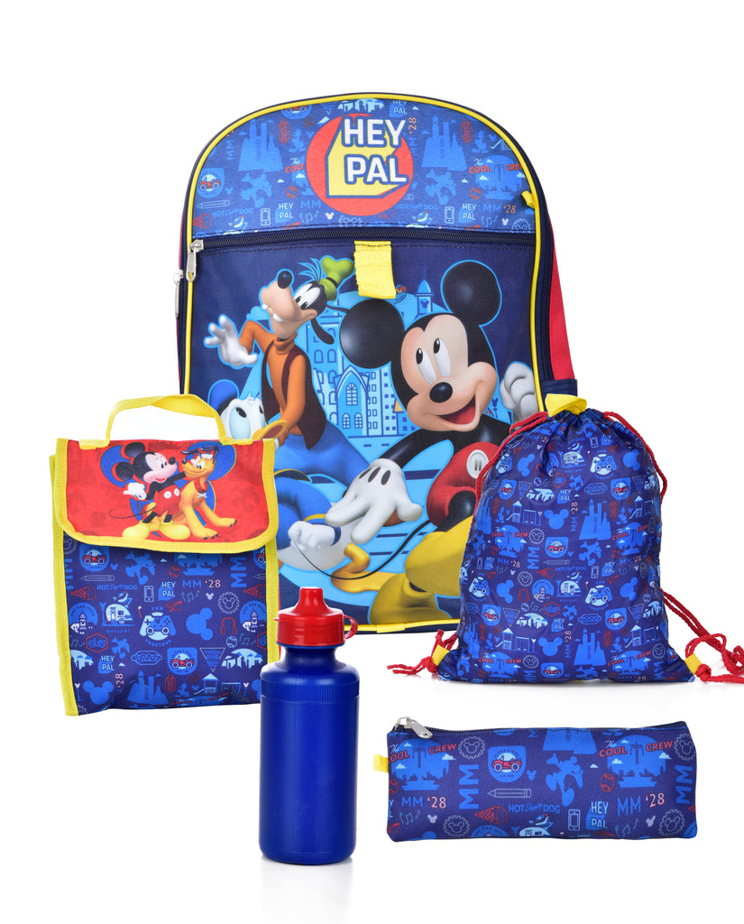 Disney Mickey Mouse 5 Piece Backpack School Set